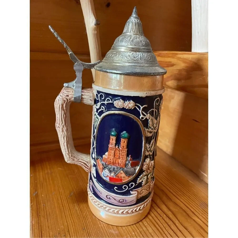 Vintage Beer Stein Gerz Gerzit Lidded West Germany